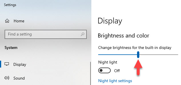 brightness slider moved