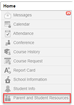 Parent and Student Resources button