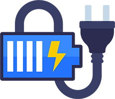 Battery symbol and electric plug